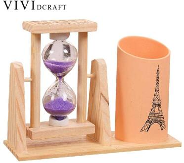 Vividcraft Creatieve Timer Hout Pennenhouder Bureau Accessoires Met Scrub Potlood Houder Voor Bureau Pen Stand Voor