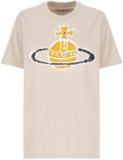 Vivienne Westwood Beige T-shirt met Orb Print Vivienne Westwood , Beige , Dames - L,S