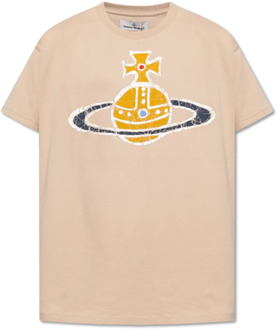 Vivienne Westwood T-shirt met logo Vivienne Westwood , Beige , Heren - 2Xl,Xl,M,S