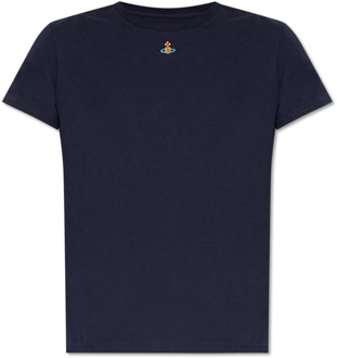 Vivienne Westwood T-shirt met logo Vivienne Westwood , Blue , Heren - 2Xl,Xl,L,M,3Xl