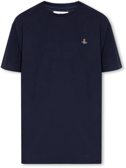 Vivienne Westwood T-shirt met logo Vivienne Westwood , Blue , Heren - Xl,L