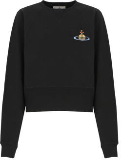 Vivienne Westwood Zwart Cropped Sweatshirt met Orb Borduursel Vivienne Westwood , Black , Dames - 2XS