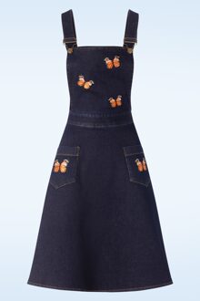 Vixen Butterfly Embroidery denim flare jurk in blauw