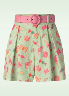 Vixen Candy Belted shorts in mint Groen/Multicolour