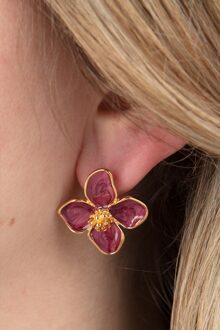 Vixen Flower oorknopjes in goud en druifpaars Paars/Goud