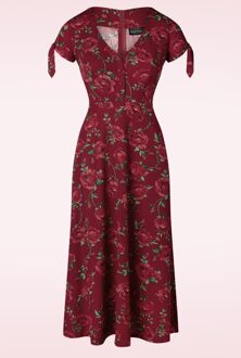 Vixen Roses midi-jurk in donkerrood Rood/Multicolour