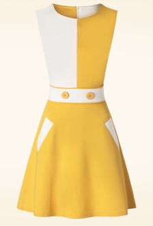 Vixen Sixties Contrast jurk in geel
