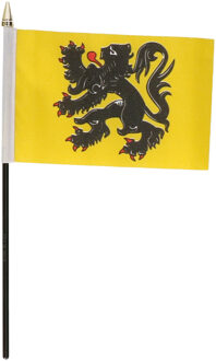 Vlaanderen - mini vlaggetje van 10 x 15 cm op stokje - Landen vlag - H27 cm