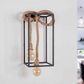 Vlados wandlamp, kooi, 54 cm zwart, lichtbruin