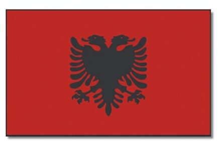 Vlag Albanie - 90 x 150 cm - feestartikelen - Landen thema - supporter - decoratie - met ringen Multi