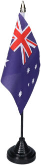 Vlag Australie tafelvlaggetjes - 1x stuks - 10 x 15 cm vlag - met zwarte standaard