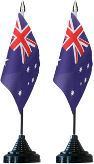 Vlag Australie tafelvlaggetjes - 6x stuks - 10 x 15 cm vlag - met zwarte standaard