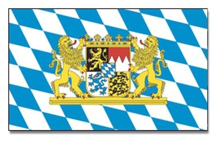 Vlag Beieren blauw/wit - 90 x 150 cm - feestartikelen - Oktoberfest thema versiering