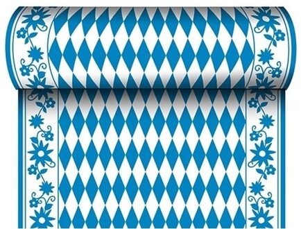 Vlag Beieren/Oktoberfest Tafelloper - 24 meter x 40 cm - Papier - Extra lang - Versiering - Feesttafelkleden Blauw