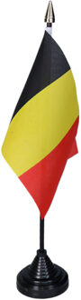 Vlag Belgie tafelvlaggetjes - 1x stuks - 10 x 15 cm vlag - met zwarte standaard