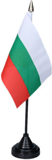 Vlag Bulgarije tafelvlaggetjes - 1x stuks - 10 x 15 cm vlag - met zwarte standaard - versiering