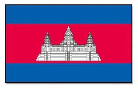 Vlag Cambodja - 90 x 150 cm - feestartikelen - Landen thema - supporter - decoratie - met ringen