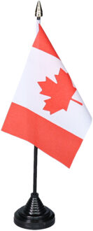 Vlag Canada tafelvlaggetjes - 1x stuks - 10 x 15 cm vlag - met zwarte standaard