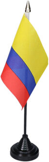 Vlag Colombia tafelvlaggetjes - 1x stuks - 10 x 15 cm vlag - met zwarte standaard