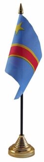 Vlag Congo tafelvlaggetje - 10 x 15 cm - met gouden standaard - Hoogte 27 cm
