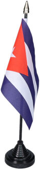 Vlag Cuba tafelvlaggetjes - 1x stuks - 10 x 15 cm vlag - met zwarte standaard