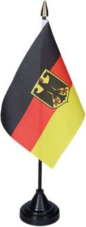 Vlag Duitsland tafelvlaggetjes - 1x stuks - 10 x 15 cm vlag - met zwarte standaard - versiering