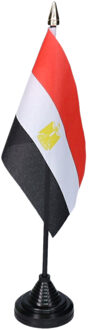 Vlag Egypte tafelvlaggetjes - 1x stuks - 10 x 15 cm vlag - met zwarte standaard