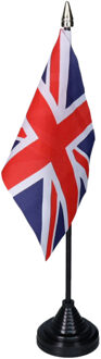 Vlag Engeland/UK tafelvlaggetjes - 1x stuks - 10 x 15 cm vlag - met zwarte standaard