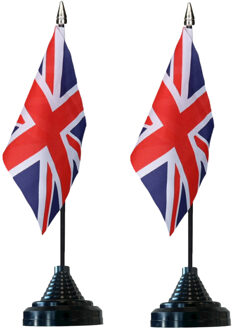 Vlag Engeland/uk tafelvlaggetjes - 6x stuks - 10 x 15 cm vlag - met zwarte standaard