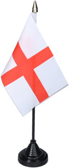 Vlag England St George tafelvlaggetjes - 1x stuks - 10 x 15 cm vlag - met zwarte standaard