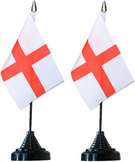 Vlag England St George tafelvlaggetjes - 6x stuks - 10 x 15 cm vlag - met zwarte standaard