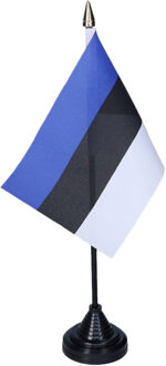 Vlag Estland tafelvlaggetjes - 1x stuks - 10 x 15 cm vlag - met zwarte standaard - versiering