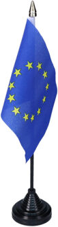 Vlag Europa tafelvlaggetjes - 1x stuks - 10 x 15 cm vlag - met zwarte standaard