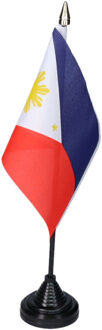 Vlag Filipijnen tafelvlaggetjes - 1x stuks - 10 x 15 cm vlag - met zwarte standaard