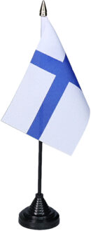 Vlag Finland tafelvlaggetjes - 1x stuks - 10 x 15 cm vlag - met zwarte standaard - versiering