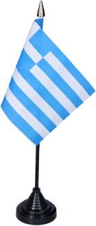 Vlag Griekenland tafelvlaggetjes - 1x stuks - 10 x 15 cm vlag - met zwarte standaard - versiering