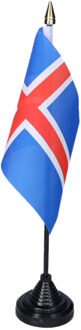 Vlag IJsland tafelvlaggetjes - 1x stuks - 10 x 15 cm vlag - met zwarte standaard - versiering