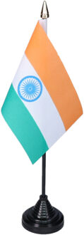 Vlag India tafelvlaggetjes - 1x stuks - 10 x 15 cm vlag - met zwarte standaard
