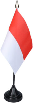 Vlag Indonesie tafelvlaggetjes - 1x stuks - 10 x 15 cm vlag - met zwarte standaard