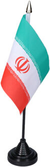 Vlag Iran tafelvlaggetjes - 1x stuks - 10 x 15 cm vlag - met zwarte standaard