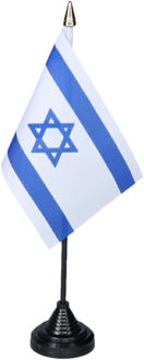 Vlag Israel tafelvlaggetjes - 1x stuks - 10 x 15 cm vlag - met zwarte standaard