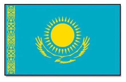 Vlag Kazachstan 90 x 150 cm feestartikelen -Kazachstan landen thema supporter/fan decoratie artikelen