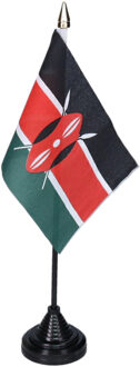 Vlag Kenia tafelvlaggetjes - 1x stuks - 10 x 15 cm vlag - met zwarte standaard