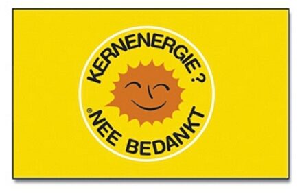 Vlag Kernenergie, nee bedankt! - geel - protest vlaggen - 90 x 150 cm - polyester Multi