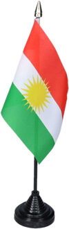Vlag Koerdistan tafelvlaggetjes - 1x stuks - 10 x 15 cm vlag - met zwarte standaard