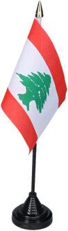 Vlag Libanon tafelvlaggetjes - 1x stuks - 10 x 15 cm vlag - met zwarte standaard