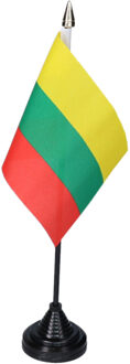 Vlag Litouwen tafelvlaggetjes - 1x stuks - 10 x 15 cm vlag - met zwarte standaard