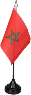 Vlag Marokko tafelvlaggetjes - 1x stuks - 10 x 15 cm vlag - met zwarte standaard