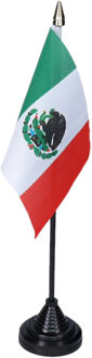 Vlag Mexico tafelvlaggetjes - 1x stuks - 10 x 15 cm vlag - met zwarte standaard