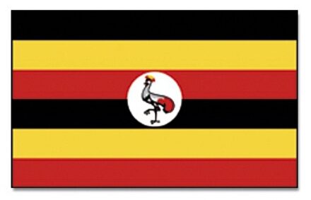Vlag Oeganda - 90 x 150 cm - Oegandese Vlag - Uganda - polyester - supporters